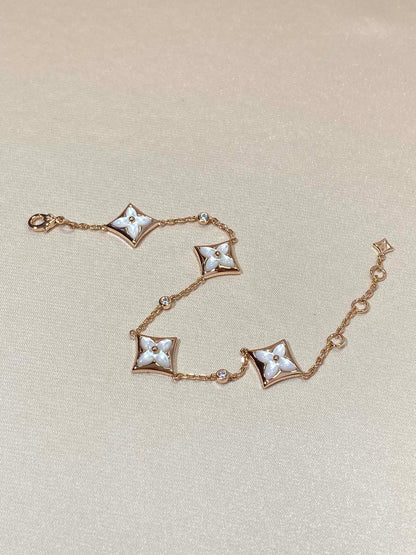 [Elite]STAR 4 MOTIF MOP DIAMOND PINK GOLD BRACELET