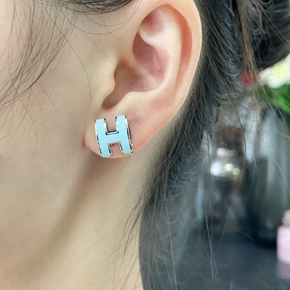 [Elite]POP H SKY BLUE STUD EARRINGS