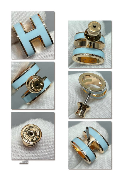 [Elite]POP H SKY BLUE STUD EARRINGS