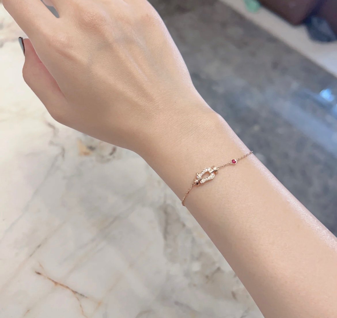 [Elite]FORCE 10 DIAMOND CHAIN LINK PINK GOLD BRACELET