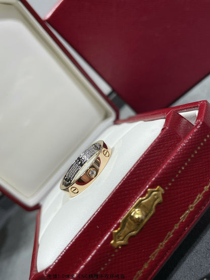 [Elite]LOVE PINK GOLD SILVER DIAMOND DOUBLE RING