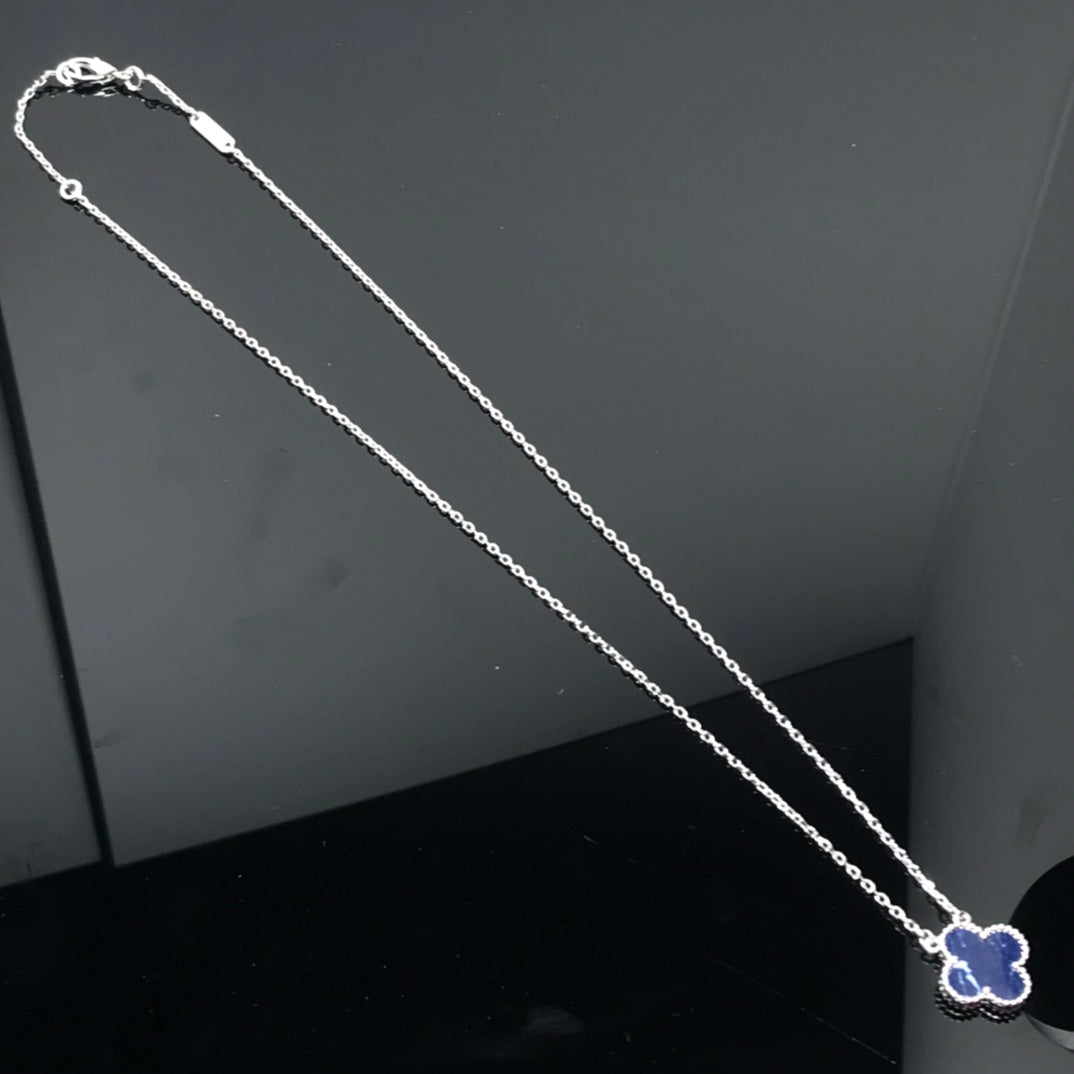[Elite]CLOVER PIETERSITE SILVER LONG NECKLACE