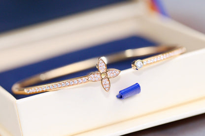 [Elite]IDYLLE PINK GOLD OPEN BRACELET DIAMOND PAVED