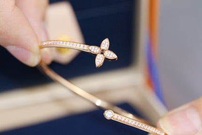 [Elite]IDYLLE PINK GOLD OPEN BRACELET DIAMOND PAVED