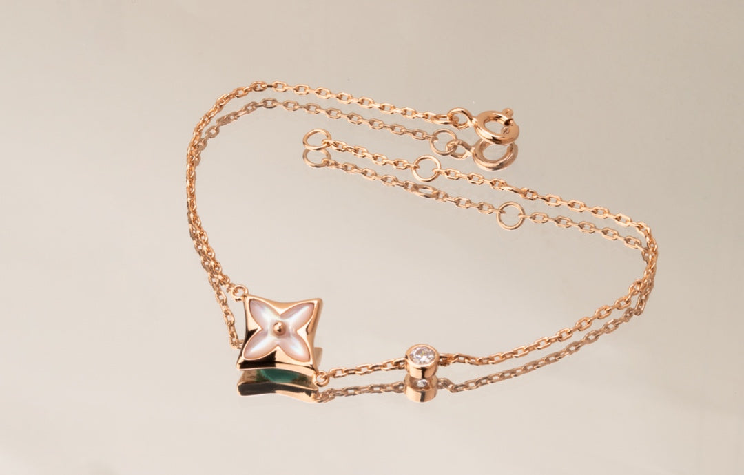 [Elite]STAR PINK MOP 1 DIAMOND PINK GOLD NECKLACE