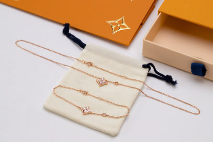 [Elite]STAR PINK MOP 1 DIAMOND PINK GOLD NECKLACE