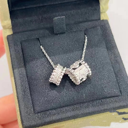 [Elite]PERLEE DOUBLE PENDANT SILVER DIAMOND NECKLACE