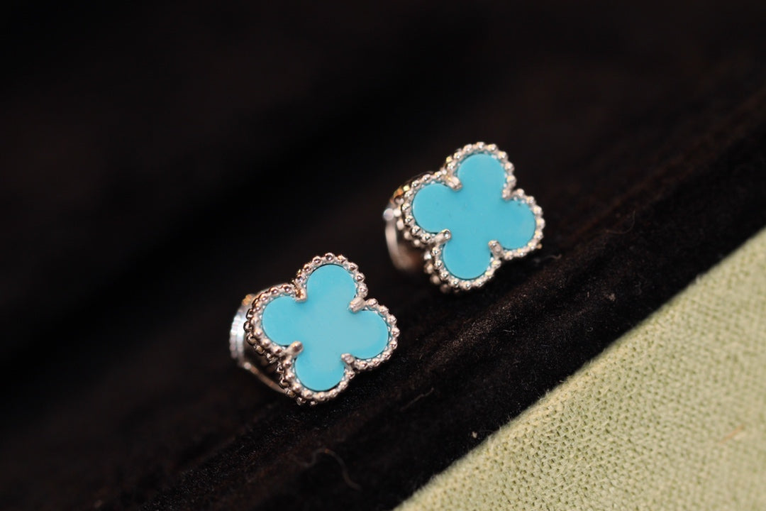 [Elite]CLOVER MINI TURQUOISE SILVER STUD EARRINGS