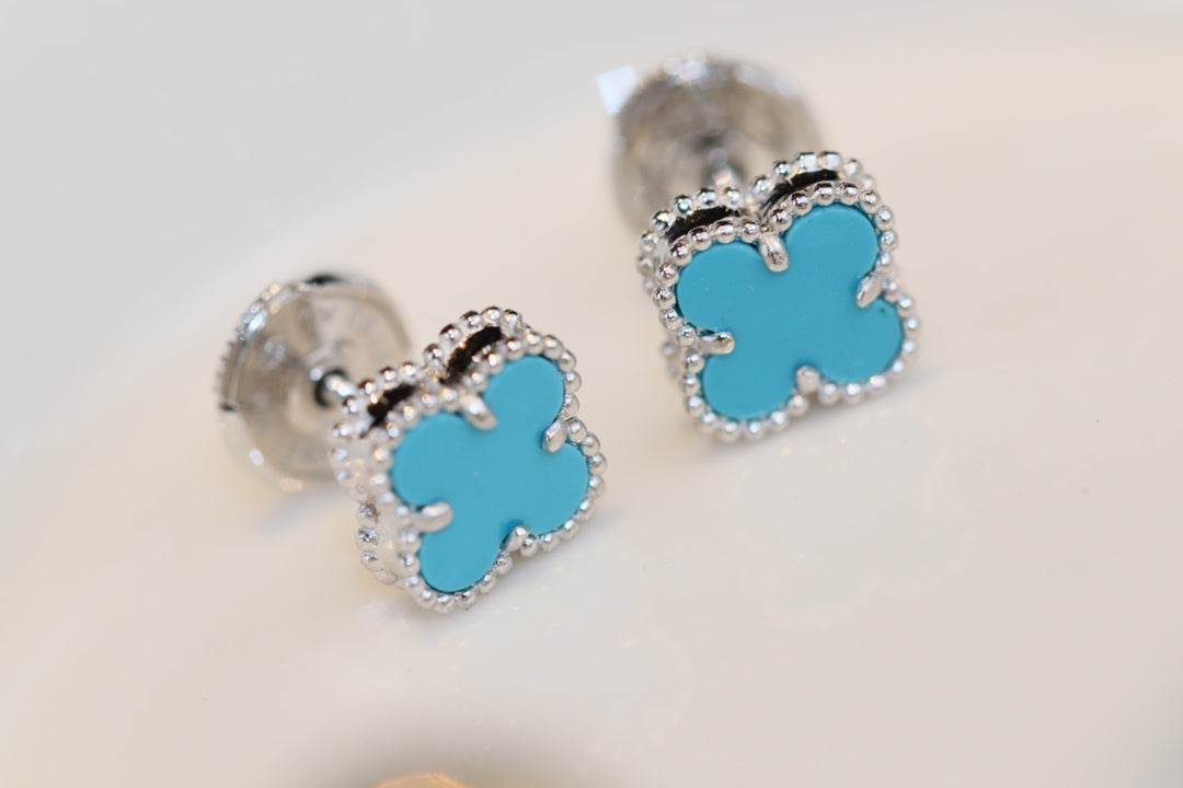 [Elite]CLOVER MINI TURQUOISE SILVER STUD EARRINGS