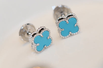 [Elite]CLOVER MINI TURQUOISE SILVER STUD EARRINGS