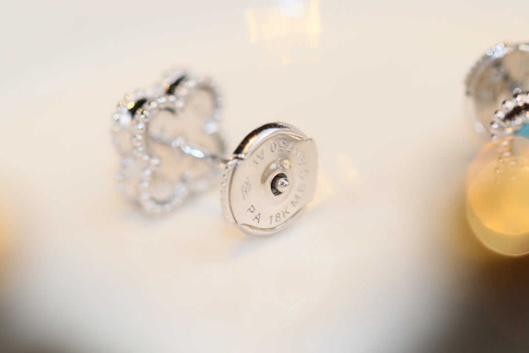 [Elite]CLOVER MINI TURQUOISE SILVER STUD EARRINGS