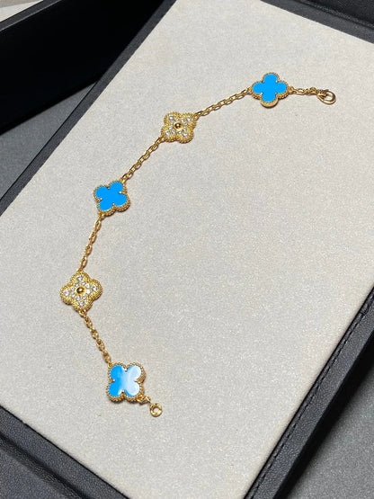[Elite] CLOVER 5 MOTIF BLUE AGATE BRACELET COLLECTION