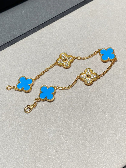 [Elite] CLOVER 5 MOTIF BLUE AGATE BRACELET COLLECTION