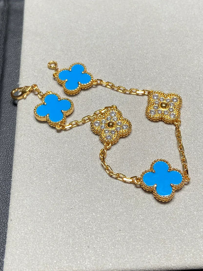 [Elite] CLOVER 5 MOTIF BLUE AGATE BRACELET COLLECTION