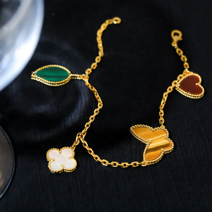 [Elite]LUCKY SPRING 5 MOTIF GOLD BRACELET