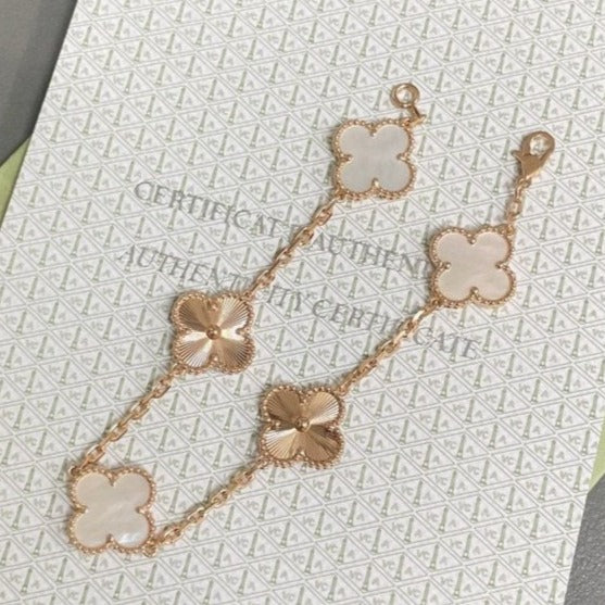 [Elite]CLOVER WHITE PEARL MOP 5 MOTIF BRACELET COLLECTION