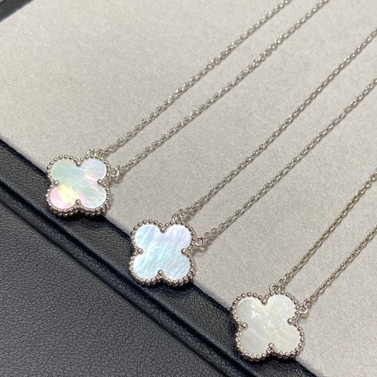 [Elite]CLOVER MEDIUM SILVER WHITE MOP NECKLACE