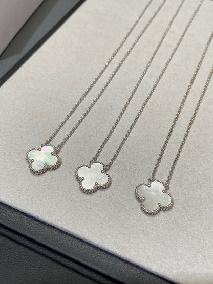 [Elite]CLOVER MEDIUM SILVER WHITE MOP NECKLACE