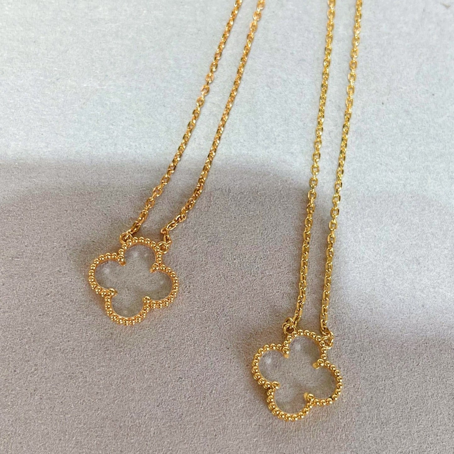 [Elite]CLOVER ROCK CRYSTAL ROSE GOLD NECKLACE