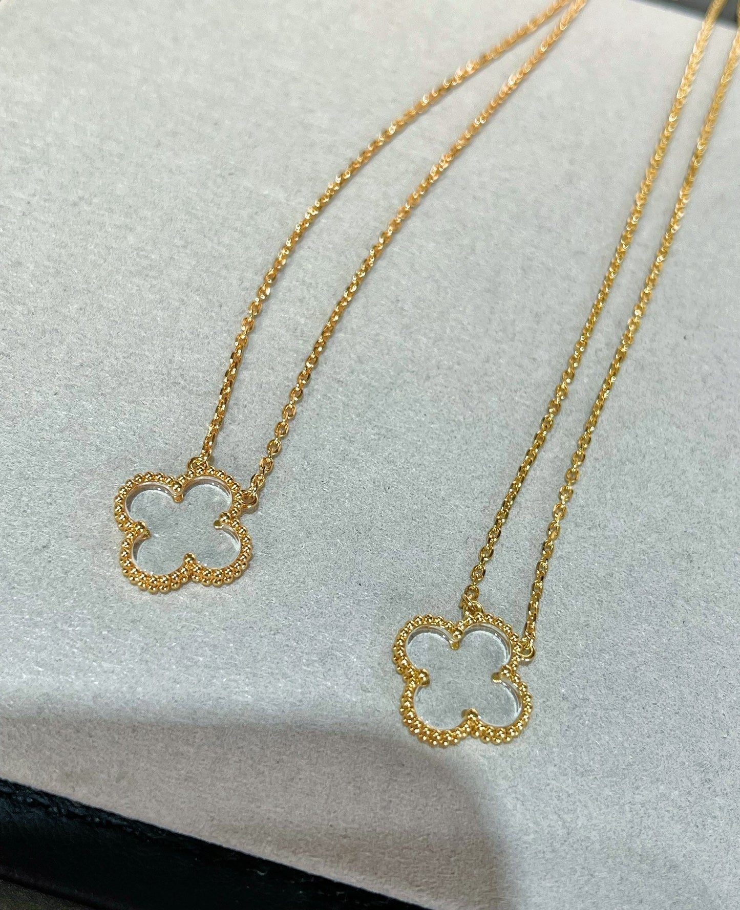 [Elite]CLOVER ROCK CRYSTAL ROSE GOLD NECKLACE