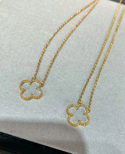 [Elite]CLOVER ROCK CRYSTAL ROSE GOLD NECKLACE
