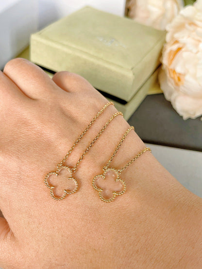 [Elite]CLOVER ROCK CRYSTAL ROSE GOLD NECKLACE