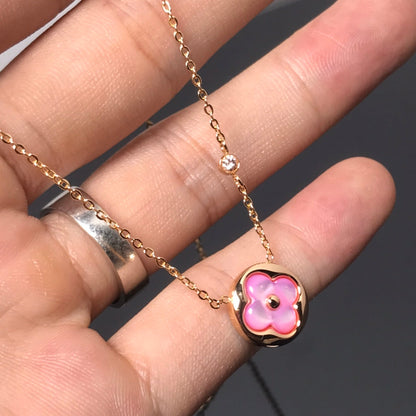 [Elite]COLOR BLOSSOM PINK MOP SUN GOLD NECKLACE