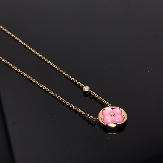 [Elite]COLOR BLOSSOM PINK MOP SUN GOLD NECKLACE