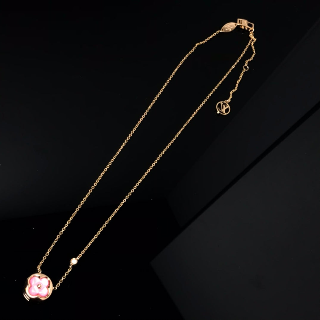 [Elite]COLOR BLOSSOM PINK MOP SUN GOLD NECKLACE