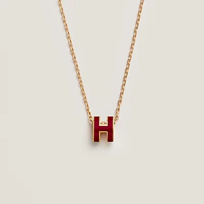 [Elite]HM CLIC RED ENAMEL GOLD NECKLACE