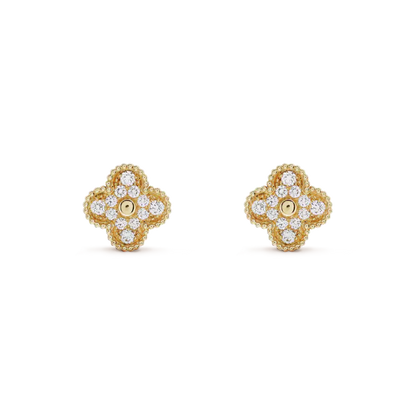 [Elite]CLOVER MEDIUM 1 MOTIFS FUll DIAMOND EARRINGS