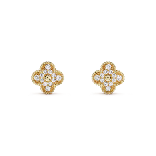 [Elite]CLOVER MEDIUM 1 MOTIFS FUll DIAMOND EARRINGS