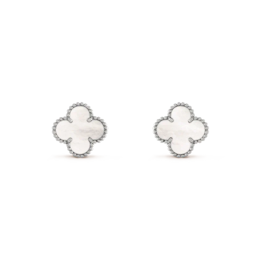 [Elite]CLOVER MEDIUM 1 MOTIFS  WHITE MOP EARRINGS SILVER