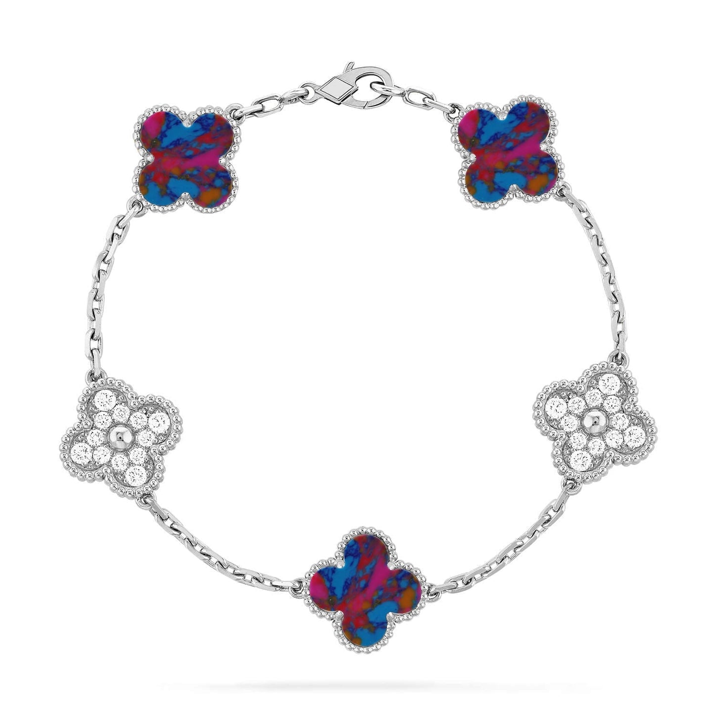 [Elite]CLOVER 5 MOTIF COLOR GEMSTONES BRACELET COLLECTION