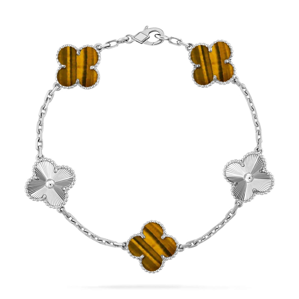 [Elite] CLOVER 5 MOTIFS TIGER EYE BRACELET COLLECTION