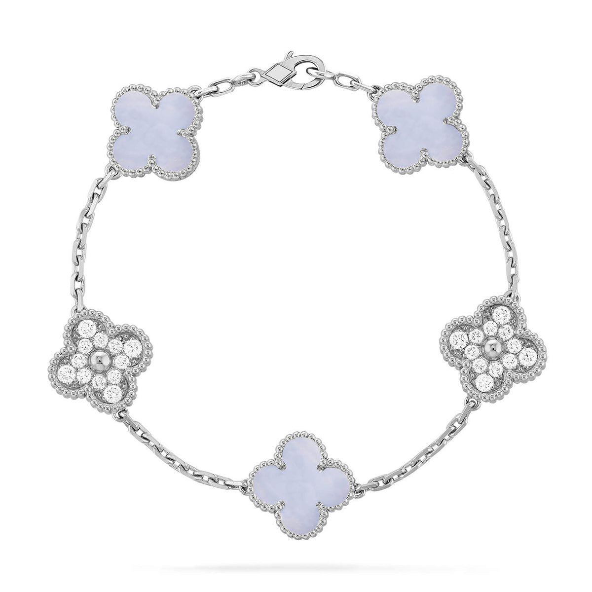 [Elite] CLOVER 5 MOTIF PURPLE CHALCEDONY BRACELET COLLECTION