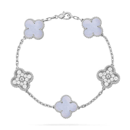 [Elite] CLOVER 5 MOTIF PURPLE CHALCEDONY BRACELET COLLECTION
