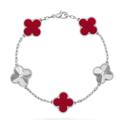 [Elite] CLOVER 5 MOTIF RED CORNELIAN BRACELET COLLECTION