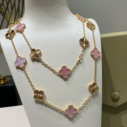 [Elite]CLOVER 20 MOTIFS LASER PINK MOP NECKLACE