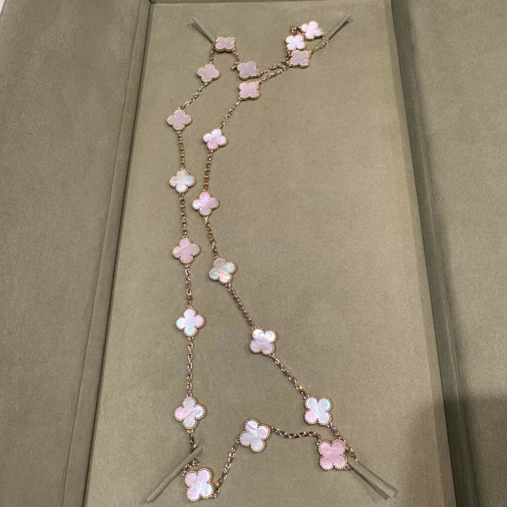 [Elite]CLOVER 20 MOTIFS PINK MOP NECKLACE