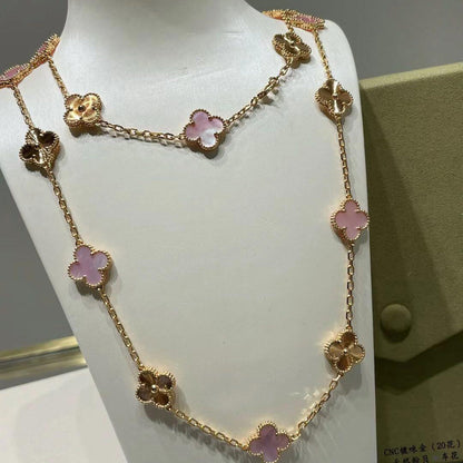 [Elite]CLOVER 20 MOTIFS LASER PINK MOP NECKLACE