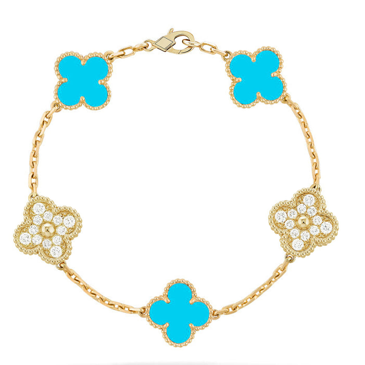 [Elite] CLOVER 5 MOTIF TURQUOISE BRACELET COLLECTION
