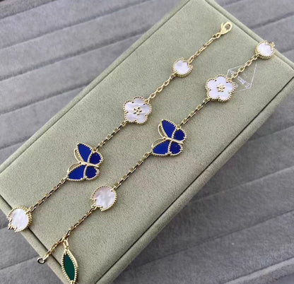 [Elite]LUCKY SPRING GOLD BLUESTONE WHITE MOTHER-OF-PEARL BRACELET
