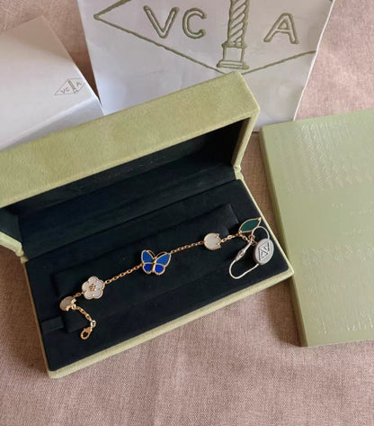 [Elite]LUCKY SPRING GOLD BLUESTONE WHITE MOTHER-OF-PEARL BRACELET