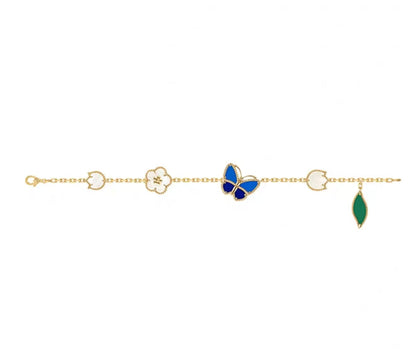 [Elite]LUCKY SPRING GOLD BLUESTONE WHITE MOTHER-OF-PEARL BRACELET