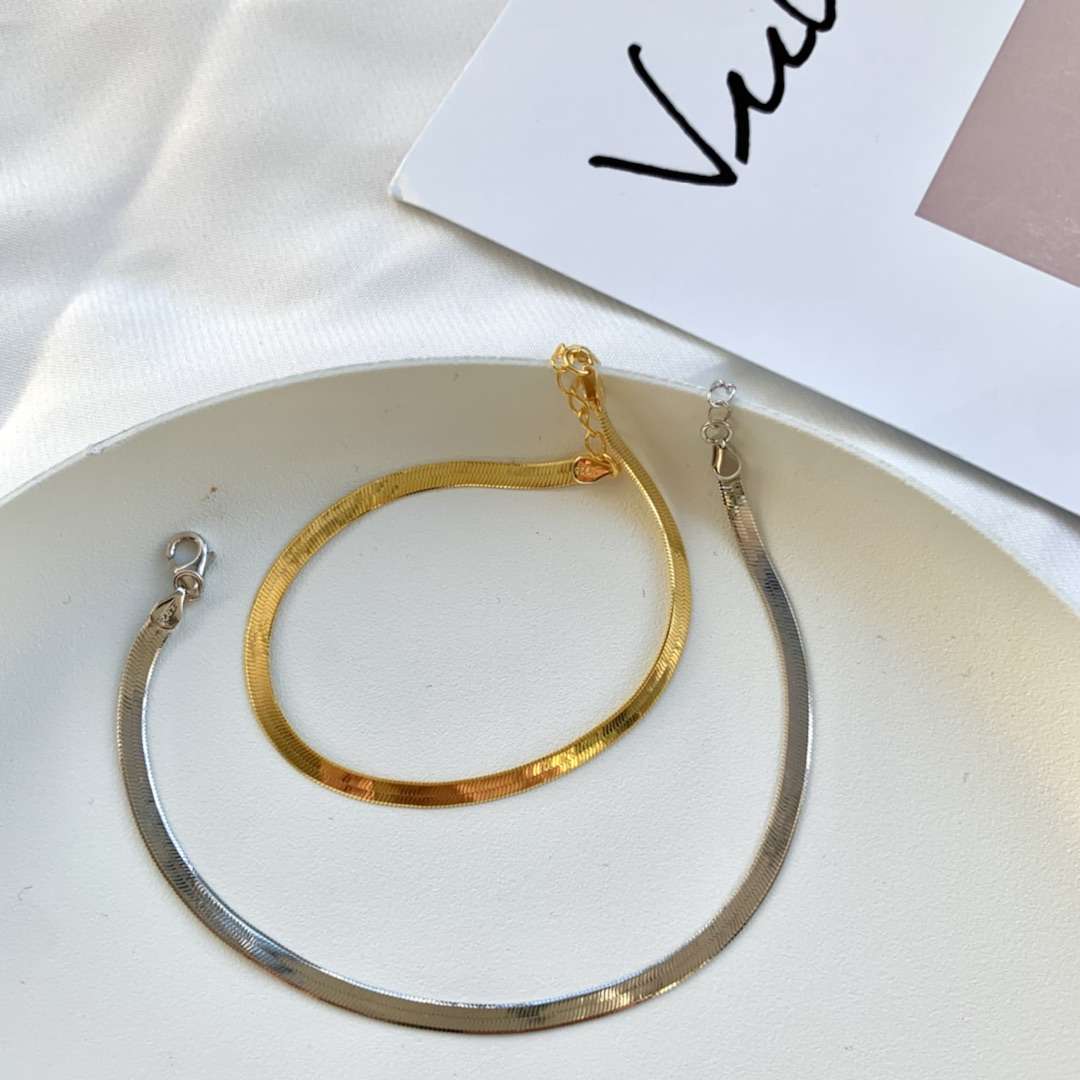 [Elite]Flat Snake Bone Chain Blade Necklace
