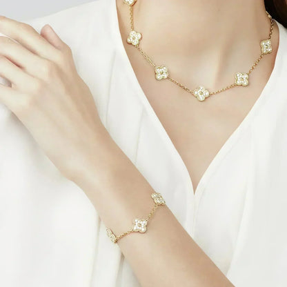 [Elite] CLOVER 5 MOTIF FULL DIAMOND BRACELET COLLECTION