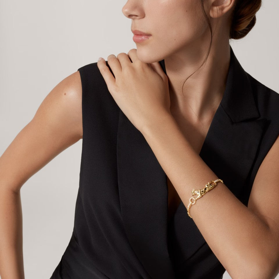 [Elite]PANTHERE HALF DIAMOND ON CHAIN BRACELET