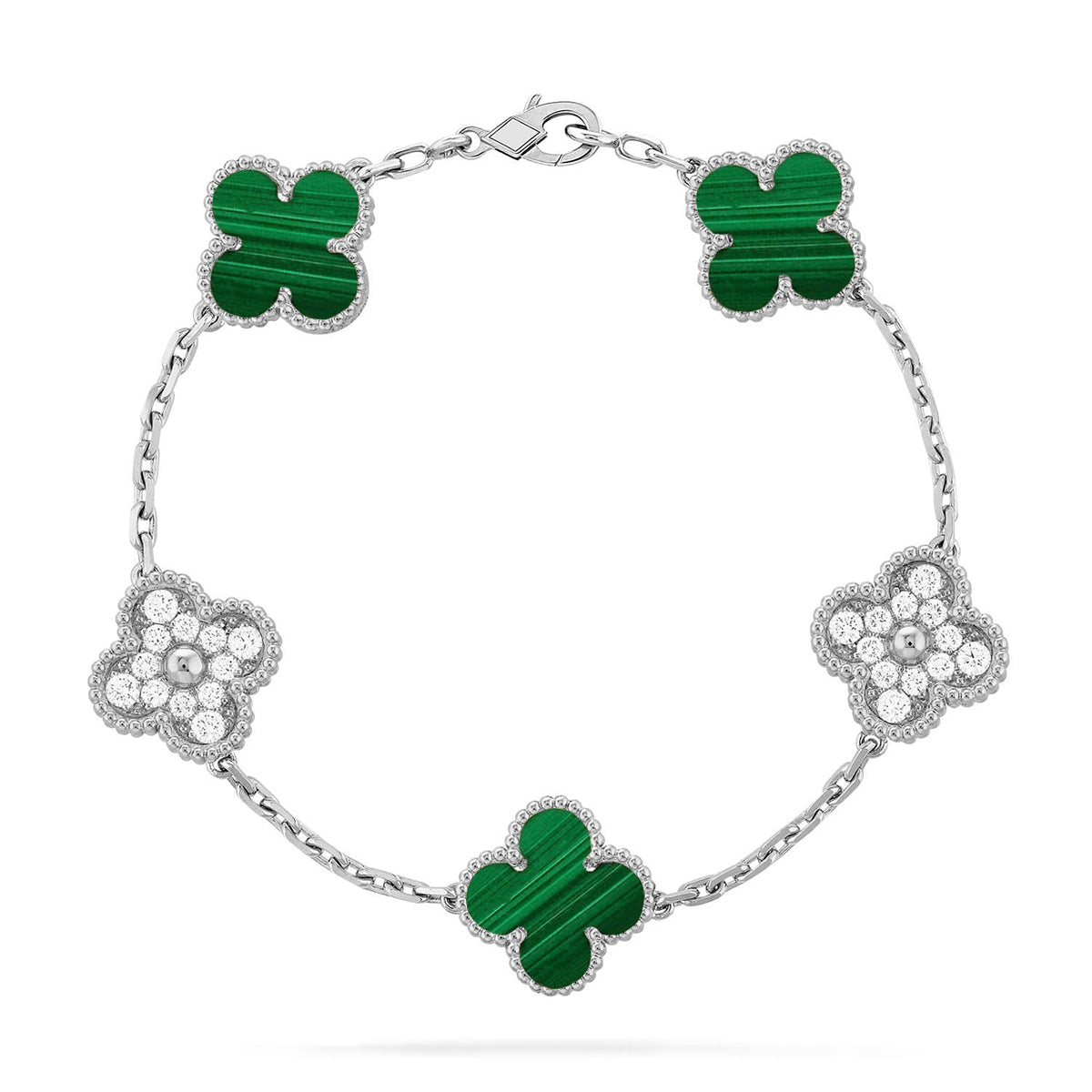 [Elite] CLOVER 5 MOTIF MALACHITE BRACELET COLLECTION