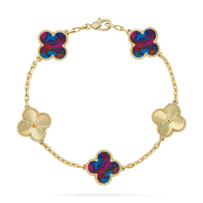 [Elite]CLOVER 5 MOTIF COLOR GEMSTONES BRACELET COLLECTION